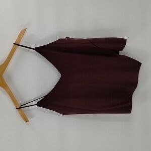 DO + BE deep burgundy faux leather asymmetrical tank stretch back size small